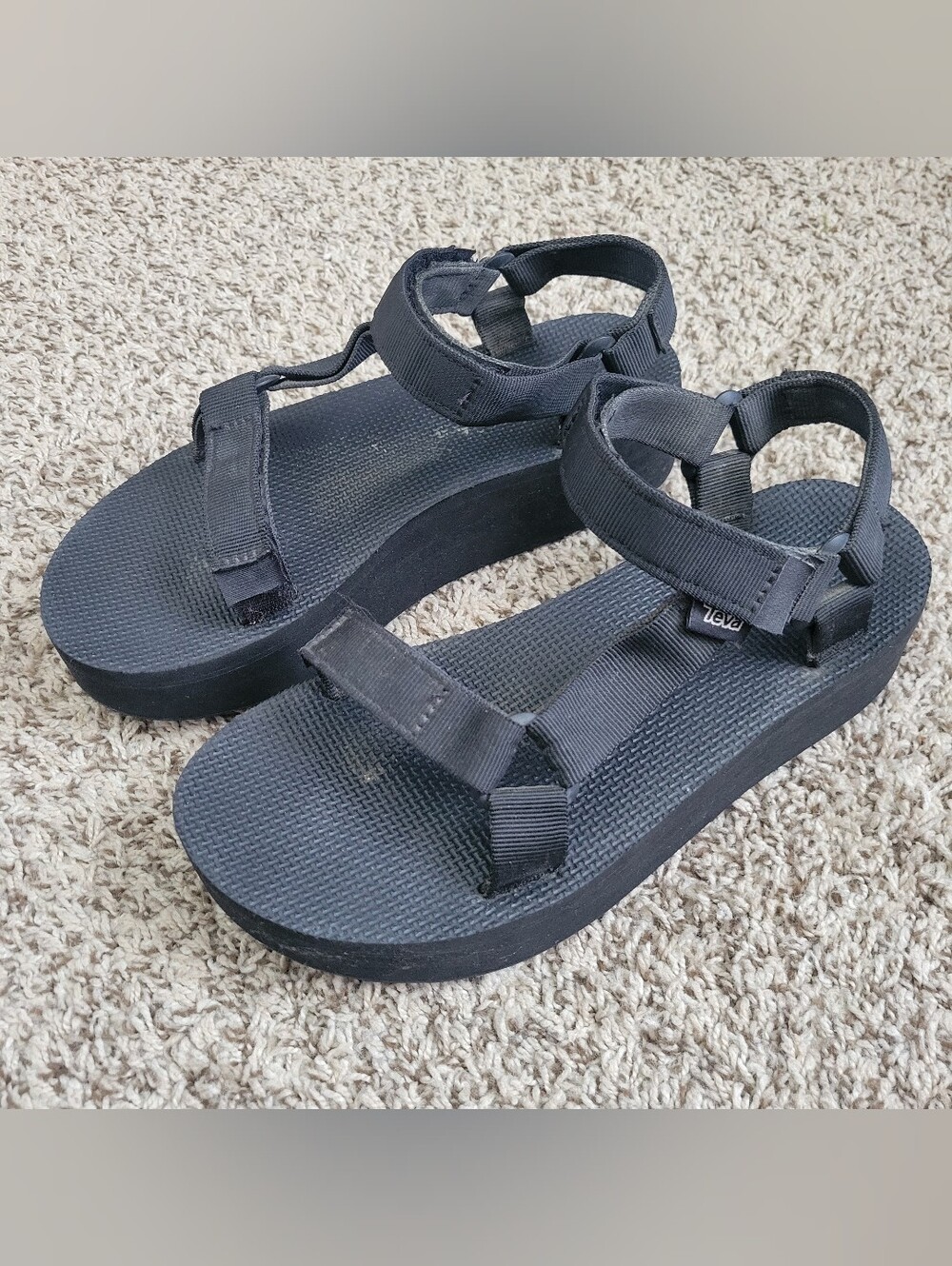 Teva Flatform Universal Platform Sandals Shoes Black Strappy 8